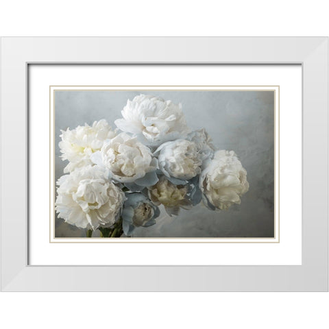 A Gift of Peonies White Modern Wood Framed Art Print with Double Matting by Frank, Assaf