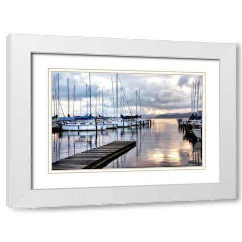 Walk on  the Dock White Modern Wood Framed Art Print with Double Matting by Burt, D.