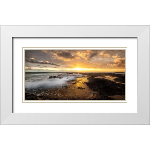 Serenity White Modern Wood Framed Art Print with Double Matting by Burt, D.