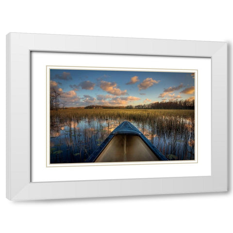 Canoeing on the River White Modern Wood Framed Art Print with Double Matting by Celebrate Life Gallery