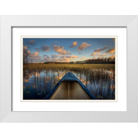 Canoeing on the River White Modern Wood Framed Art Print with Double Matting by Celebrate Life Gallery