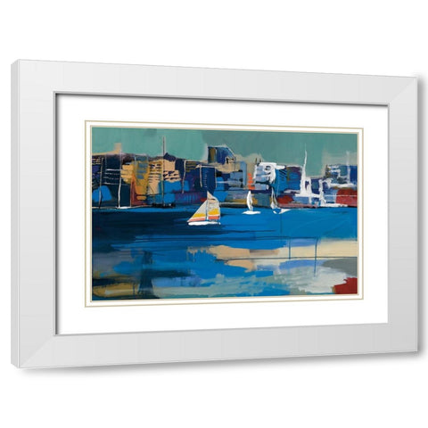 Sunday Sail White Modern Wood Framed Art Print with Double Matting by Fitzsimmons, A.