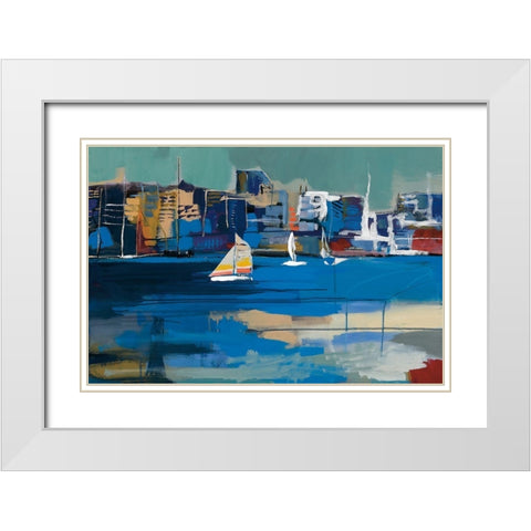 Sunday Sail White Modern Wood Framed Art Print with Double Matting by Fitzsimmons, A.