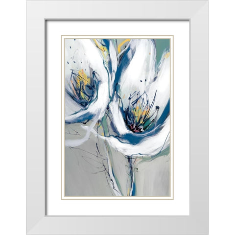 Seafoam Blooms I White Modern Wood Framed Art Print with Double Matting by Fitzsimmons, A.