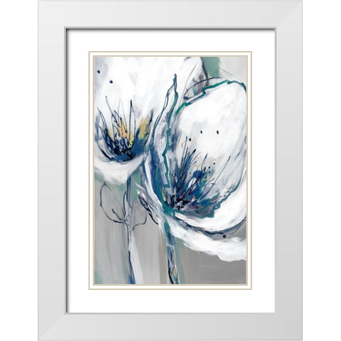 Seafoam Blooms II White Modern Wood Framed Art Print with Double Matting by Fitzsimmons, A.