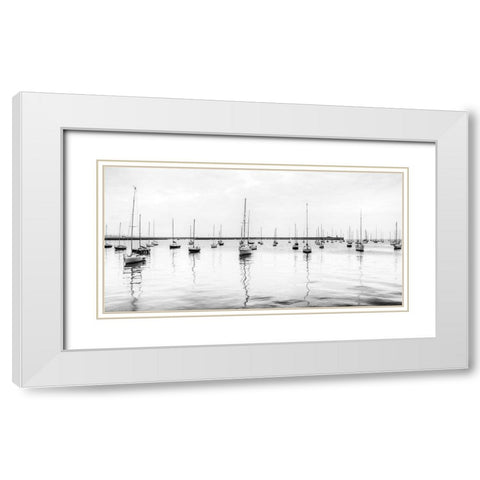 Anchored Sails White Modern Wood Framed Art Print with Double Matting by Frank, Assaf