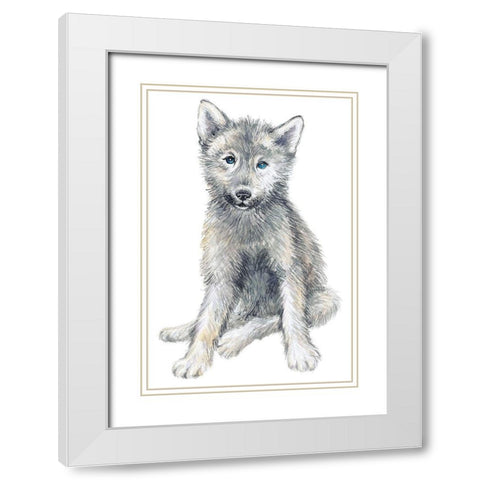 Baby Coyote White Modern Wood Framed Art Print with Double Matting by Markelova, Elena
