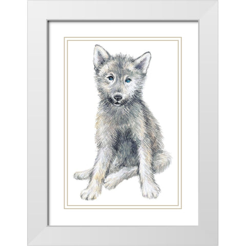 Baby Coyote White Modern Wood Framed Art Print with Double Matting by Markelova, Elena