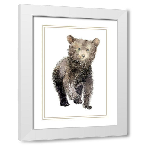 Baby Bear White Modern Wood Framed Art Print with Double Matting by Markelova, Elena