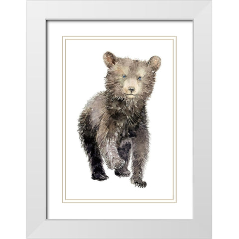 Baby Bear White Modern Wood Framed Art Print with Double Matting by Markelova, Elena
