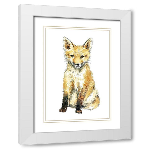 Baby Fox White Modern Wood Framed Art Print with Double Matting by Markelova, Elena