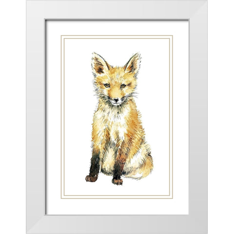 Baby Fox White Modern Wood Framed Art Print with Double Matting by Markelova, Elena