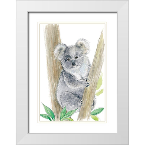 Baby Koala White Modern Wood Framed Art Print with Double Matting by Markelova, Elena