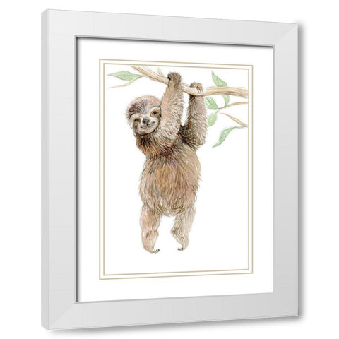 Baby Sloth White Modern Wood Framed Art Print with Double Matting by Markelova, Elena