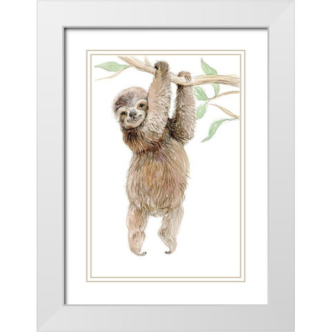 Baby Sloth White Modern Wood Framed Art Print with Double Matting by Markelova, Elena