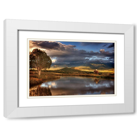 A Cowboy Reflects in the Moment White Modern Wood Framed Art Print with Double Matting by Smith, Ken