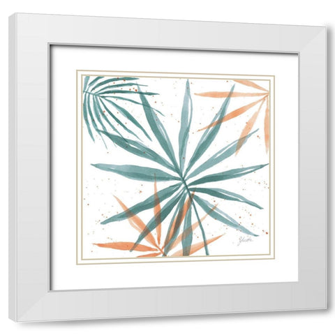 Palm Party I White Modern Wood Framed Art Print with Double Matting by St.Amant, Yvette