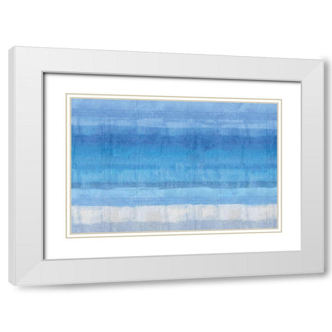 Blue Abstract White Modern Wood Framed Art Print with Double Matting by Wiley, Marta G.