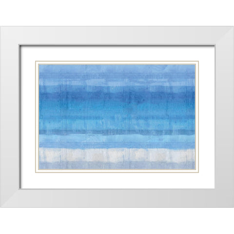 Blue Abstract White Modern Wood Framed Art Print with Double Matting by Wiley, Marta G.