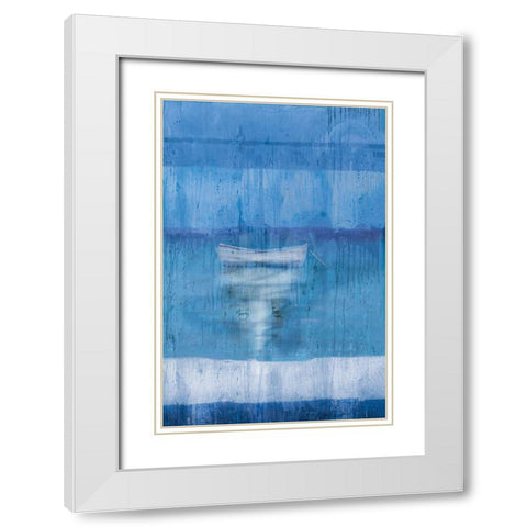 Blue Boat White Modern Wood Framed Art Print with Double Matting by Wiley, Marta G.