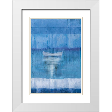 Blue Boat White Modern Wood Framed Art Print with Double Matting by Wiley, Marta G.