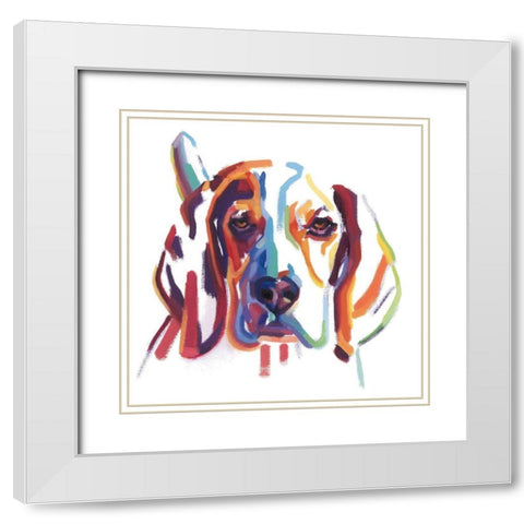 Beagle White Modern Wood Framed Art Print with Double Matting by Talbot, Andrew
