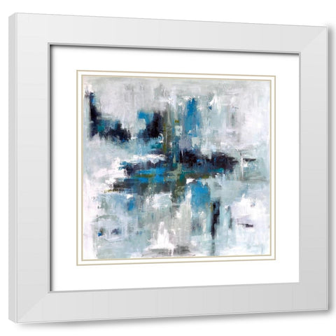 Deep Blue City Views White Modern Wood Framed Art Print with Double Matting by Bell, Emma
