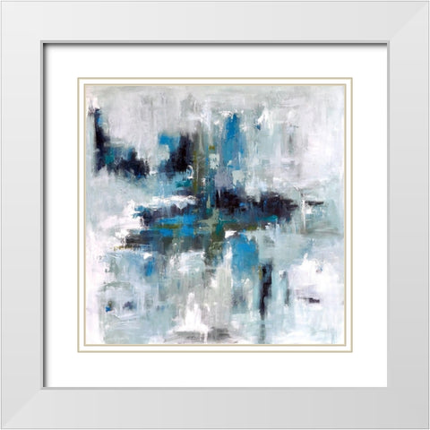 Deep Blue City Views White Modern Wood Framed Art Print with Double Matting by Bell, Emma