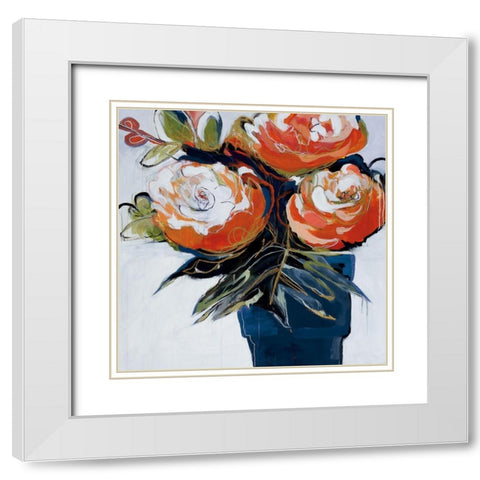 A Pot Of Blooms White Modern Wood Framed Art Print with Double Matting by Fitzsimmons, A.