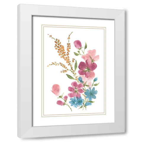 Boho Flower Bouquet I White Modern Wood Framed Art Print with Double Matting by St. Amant, Yvette