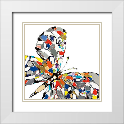 Papillon In Silver White Modern Wood Framed Art Print with Double Matting by Kadmiri, Aziz