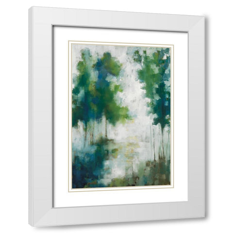 Lakehouse Trees White Modern Wood Framed Art Print with Double Matting by Ellens, Jacqueline