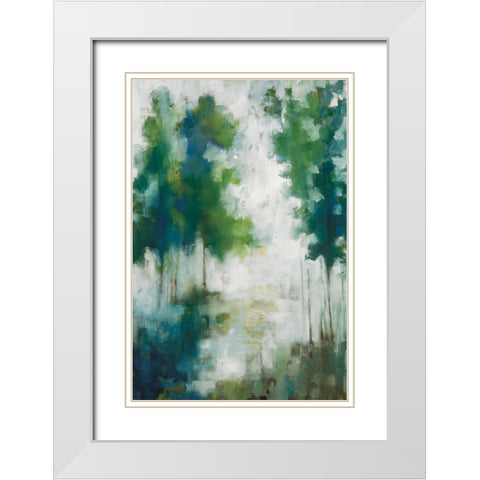 Lakehouse Trees White Modern Wood Framed Art Print with Double Matting by Ellens, Jacqueline