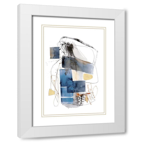 Blue Buzz I White Modern Wood Framed Art Print with Double Matting by Barnes, Natasha
