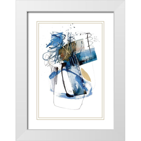 Blue Buzz II White Modern Wood Framed Art Print with Double Matting by Barnes, Natasha
