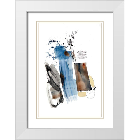 Blue Buzz III White Modern Wood Framed Art Print with Double Matting by Barnes, Natasha
