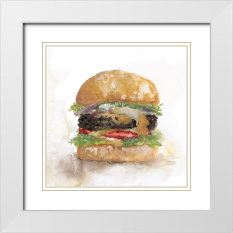 Burger White Modern Wood Framed Art Print with Double Matting by Studio Pasion-Fox