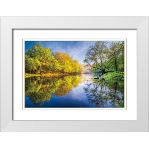 River Beauty White Modern Wood Framed Art Print with Double Matting by Celebrate Life Gallery