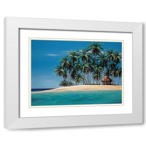 Tiki Time White Modern Wood Framed Art Print with Double Matting by Peters, Ron