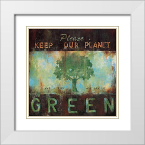 Green Planet White Modern Wood Framed Art Print with Double Matting by Pasion, Wani