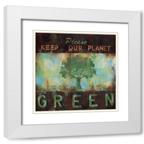 Green Planet White Modern Wood Framed Art Print with Double Matting by Pasion, Wani