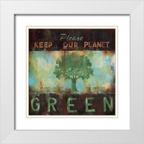 Green Planet White Modern Wood Framed Art Print with Double Matting by Pasion, Wani