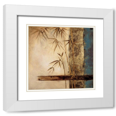 Bamboo Royale II White Modern Wood Framed Art Print with Double Matting by Quintero, Tita