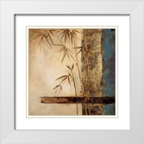 Bamboo Royale II White Modern Wood Framed Art Print with Double Matting by Quintero, Tita