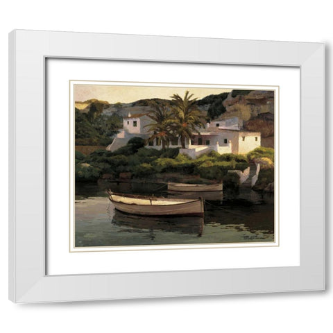 Cala San Esteban White Modern Wood Framed Art Print with Double Matting by Romeu, Poch