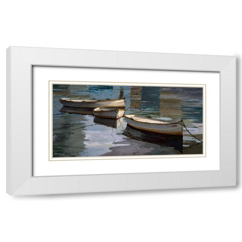 El Descanso de las Tres Barcas White Modern Wood Framed Art Print with Double Matting by Romeu, Poch