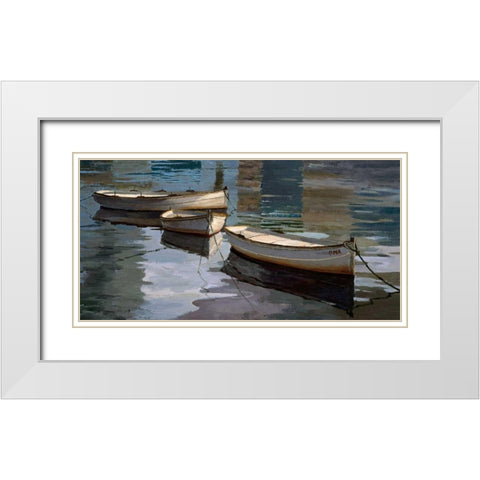 El Descanso de las Tres Barcas White Modern Wood Framed Art Print with Double Matting by Romeu, Poch
