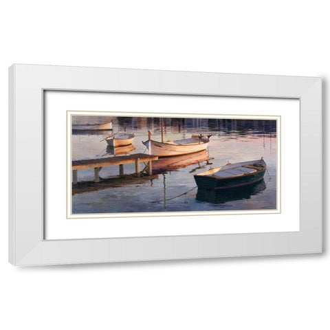 Barques al Port White Modern Wood Framed Art Print with Double Matting by Romeu, Poch