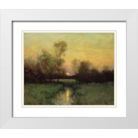 Summer Moonrise White Modern Wood Framed Art Print with Double Matting by Sheehan, Dennis