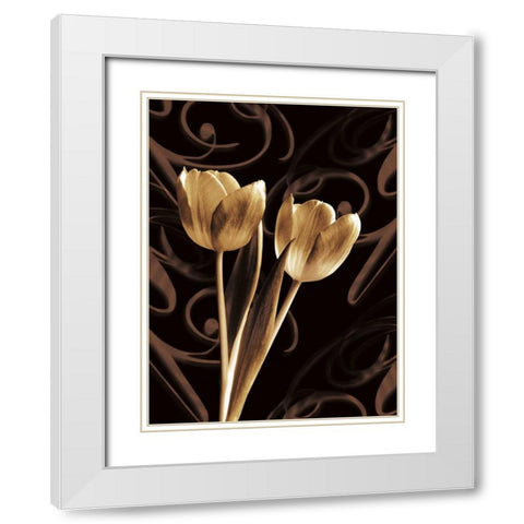 Floral Eloquence I White Modern Wood Framed Art Print with Double Matting by Szilagyi, Ily